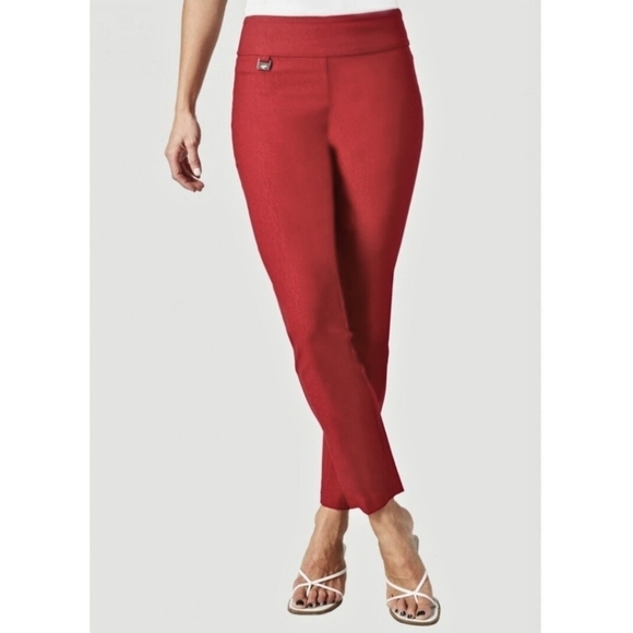 Lisette L Essentials Slim Ankle Pants, Kathryn PDR Style 17655 Red Size Large - Picture 13 of 15